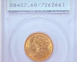 1903 MS60  graded Gold Liberty Coin PCGS