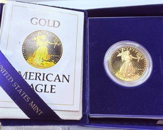 Gold, American Eagle in Case with COA 1986
