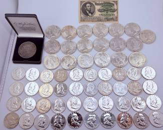 Silver Peace Dollars & Franklins - some uncirculated 
