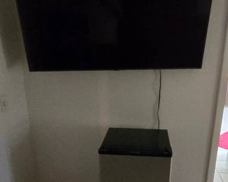 A TV ready for watching - and a fridge