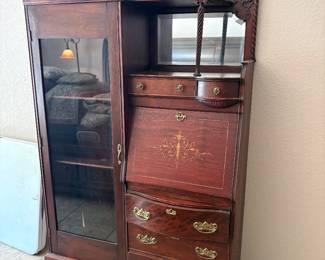 Antique Secretary Curio Cabinet