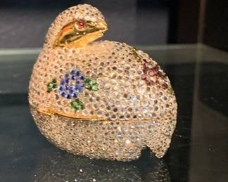 Judith Leiber Gold Resting Quail Pill Box (with signed book set)