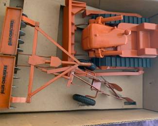 Vintage Allis-Chalmers Metal Truck and Harvester, Original Box