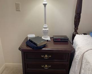 Bedside table, metal lamps