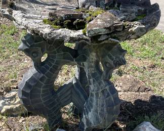 Bird bath w/sea horses