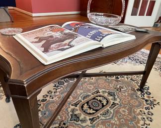Mahogany leather top coffee table