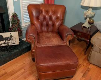 Classic Leather Chair and Ottoman