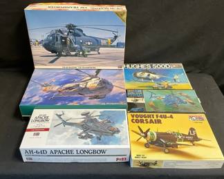 Hasegawa Model Airplane Kits  Vought Corsair, Apache Longbow And Friends