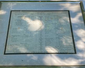 Vintage Framed Menu