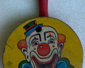 Tin Litho Clown Themed Noisemaker