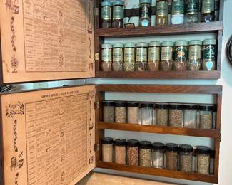 Spice Cabinets-Wall Hanging-Vintage-w/Jars-x2,