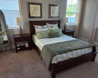 Ethan Allen Queen Adjustable bed and side tables