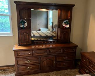 Full Basset dresser, night stand, headboard, bed fram & mattress