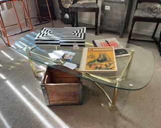 Glass Coffee Table, Jonathan Adler Backgammon Set 
