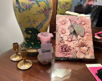 Hand Blown Glass Vase, Candlestick Holders