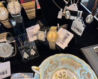 Vintage Vulcain Watch, Sterling Oval Earrings