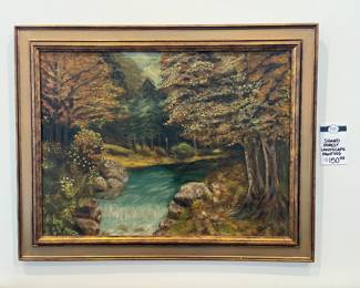 Signed Forest Landscape Painting 