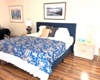 King bed with upholstered headboard 