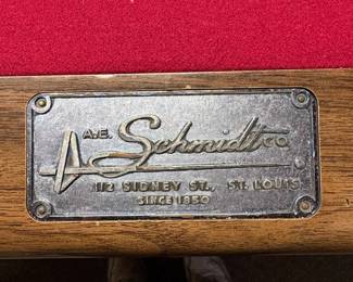 A.E. Schmidt St. Louisan Pool Table