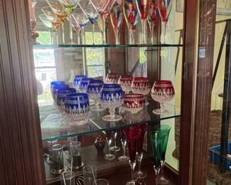 Assorted Bohemian CuttoClear Crystal and Colored Glassware Collection