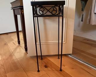 Vintage Wrought Iron Plant Stand with HandPainted Ceramic Tile Top third image