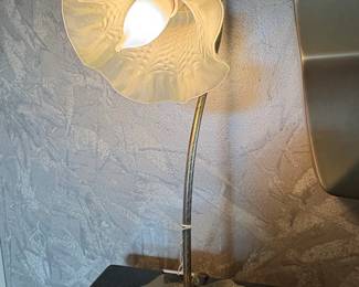 Art Nouveau Lily Pad Table Lamp with Frosted Glass Shade