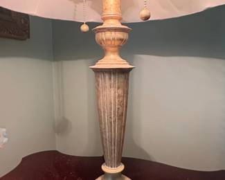 Classical Revival Table Lamp with Fluted Column and Distressed Gold or Brass Patina second image