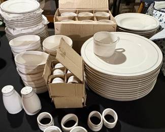 HomeGoods Stoneware Dinnerware Set with Gold Trim