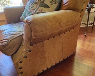HickoryFry Tufted Leather Club Chair and Ottoman