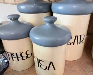 Vintage Ceramic Kitchen Canister Set Coffee, Tea, Sugar, Flour
