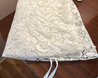 White Lace Tablecloth with Ribbon Ties