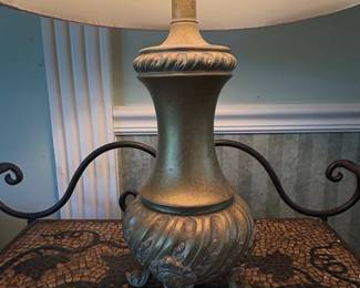 Ornate Brass Table Lamp with Acanthus Leaf Base second image