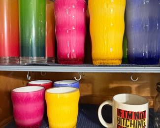 Assorted HandBlown Glassware and Novelty Ceramic Mug