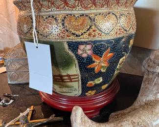 Satsuma Style Porcelain Fishbowl Planter
