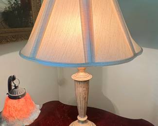 Classical Revival Table Lamp with Fluted Column and Distressed Gold or Brass Patina
