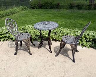Cast Iron Rose Pattern Piece Bistro Set