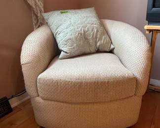 Swivel Barrel Chair with Textured Upholstery