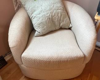 Swivel Barrel Chair with Textured Upholstery second image