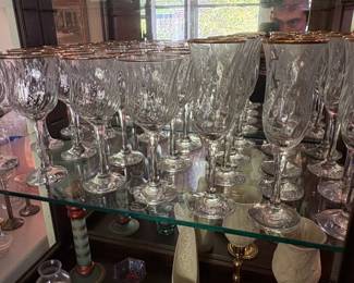 Set of Maxim Wine Glasses with Gold Rims