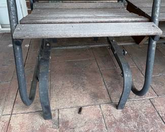 Vintage JackPost Country Garden Wooden Slat Glider Chairs with Metal Frame second image