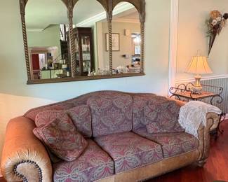 Leather and Paisley Sofa