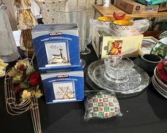 Christmas Decor Assortment with Snowman Figurine, Angel, and Kirkland Candleholders second image