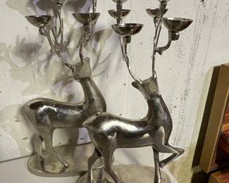 Pottery Barn SilverPlated Reindeer Candelabra Set