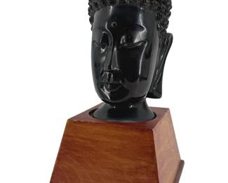 Vintage Solid Amber Tibetan Buddha Bust Sculpture