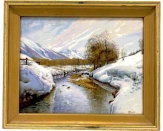 Small Signed G. Maiocchi Hand Painted Tile slab