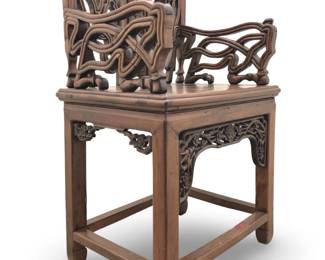 Antique Chinese Carved Hardwood Armchair