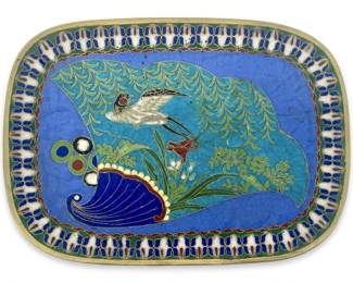 Meiji Japan Enamel Cloisonné Bird Design Plate
