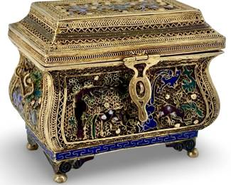 Enameled Cloisonné Brass Dresser Box