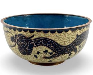 Small C. 1920 Chinese Cloisonné Dragon Bowl