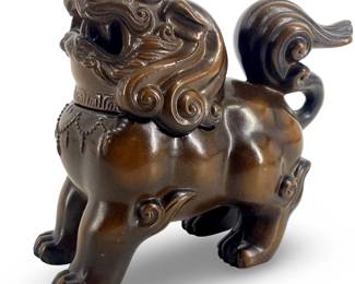Vintage Bronze Chinese Foo Dog Incense Burner